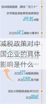 减税政策对中国企业的具体影响是什么