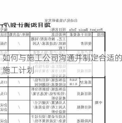 如何与施工公司沟通并制定合适的施工计划