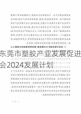 东莞市塑胶产业发展促进会2024发展计划