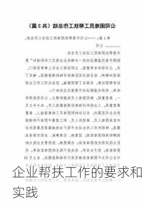 企业帮扶工作的要求和实践