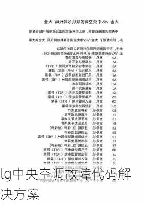 lg中央空调故障代码解决方案