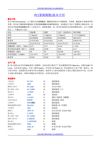 PC塑料的特性概述