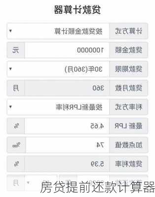 房贷提前还款计算器