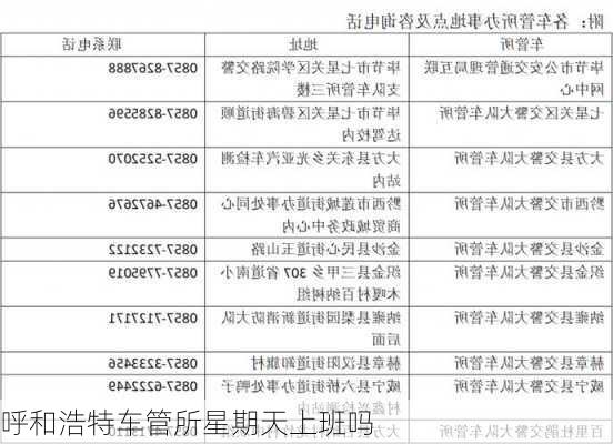 呼和浩特车管所星期天上班吗