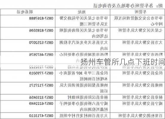 扬州车管所几点下班时间