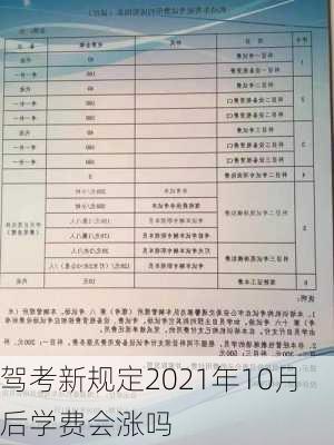 驾考新规定2021年10月后学费会涨吗