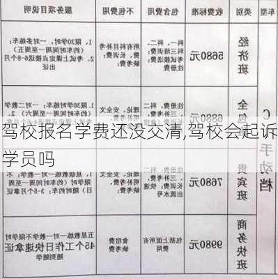 驾校报名学费还没交清,驾校会起诉学员吗