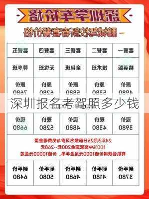 深圳报名考驾照多少钱