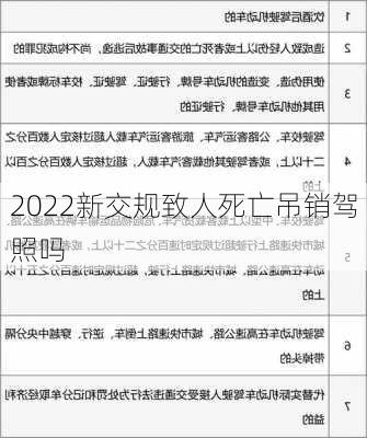 2022新交规致人死亡吊销驾照吗