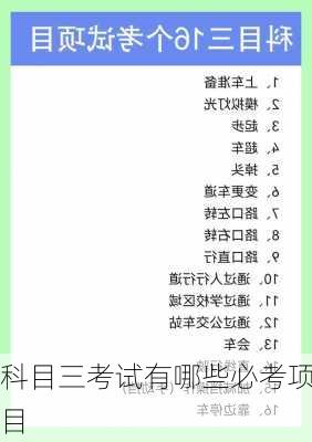 科目三考试有哪些必考项目