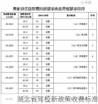 湖北省驾校新政策收费标准