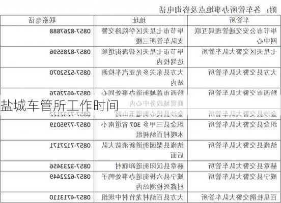 盐城车管所工作时间