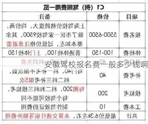 安徽驾校报名费一般多少钱啊