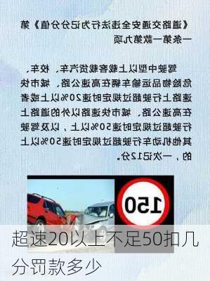 超速20以上不足50扣几分罚款多少