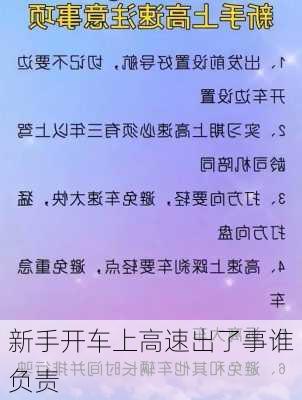 新手开车上高速出了事谁负责